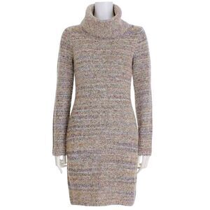 Rachel Zoe Women's Tan Variegated Poly/Acrylic/Spandex Knit Turtleneck Dress NEW